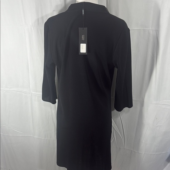 MISOOK BLACK SHIFT DRESS LEATHER TRIM ZIPPER PM NWT - Picture 8 of 11